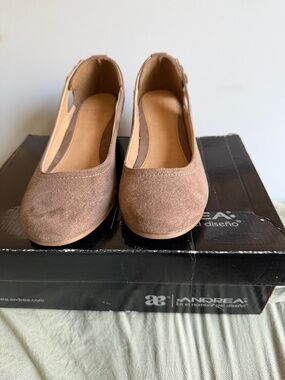 Andrea Brown Suede Solid Round Toe Slip On Pumps Women